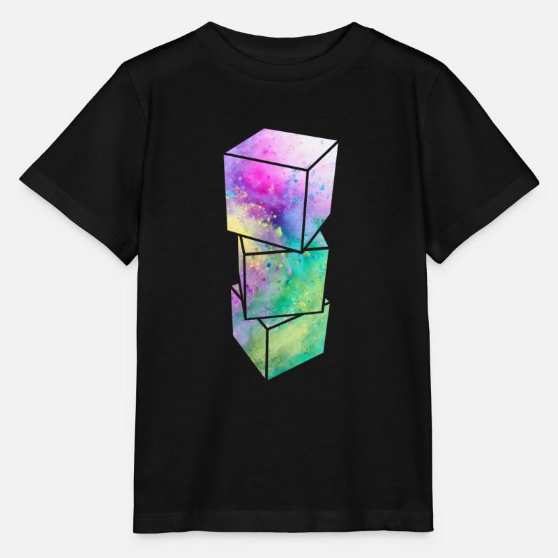 3D Würfel - Stanley/Stella Kinder T-Shirt MINI CREATOR  - Schwarz