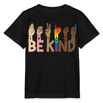 Be Kind LGBT Regenbogen - Stanley/Stella Kinder T-Shirt MINI CREATOR  - Schwarz - Vorne - Mikhail (115cm)