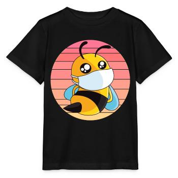 Biene mit Mundschutz im Sonnenuntergang - Stanley/Stella Kinder T-Shirt MINI CREATOR  - Schwarz - Vorne - Mikhail (115cm)