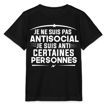 pas antisocial je suis anti certaines personnes - T-shirt bio MINI CREATOR Stanley/Stella Enfant - noir - Devant - Mikhail (115cm)