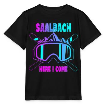 Saalbach Hinterglemm Skiurlaub Skipiste - Stanley/Stella Kinder T-Shirt MINI CREATOR  - Schwarz - Vorne - Mikhail (115cm)