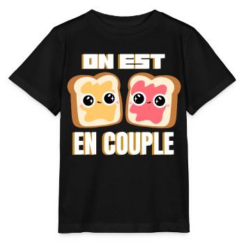 Tartines on est en couple Humour Amour Valentin - T-shirt bio MINI CREATOR Stanley/Stella Enfant - noir - Devant - Mikhail (115cm)