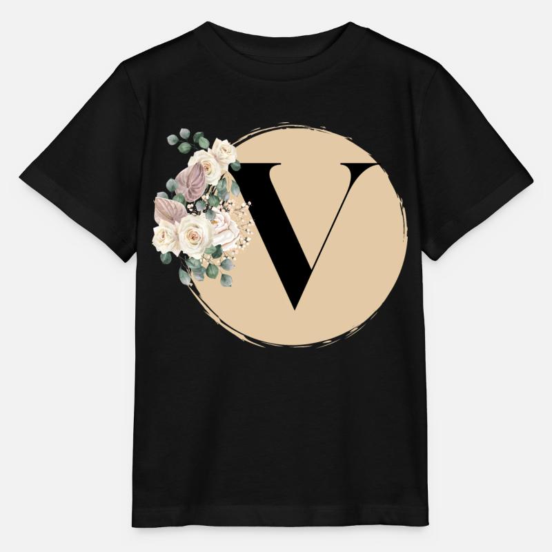 Buchstabe V - Stanley/Stella Kinder T-Shirt MINI CREATOR  - Schwarz