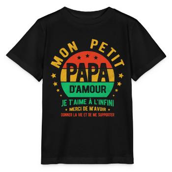 MON PETIT PAPA D'AMOUR JE T'AIME À L'INFINI - T-shirt bio MINI CREATOR Stanley/Stella Enfant - noir - Devant - Mikhail (115cm)