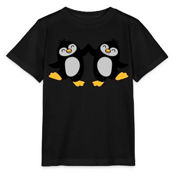 High Five Begrüßung Pinguine - Stanley/Stella Kinder T-Shirt MINI CREATOR  - Schwarz - Vorne - Mikhail (115cm)