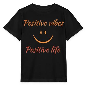 Des ondes positives. Une vie positive. - T-shirt bio MINI CREATOR Stanley/Stella Enfant - noir - Devant - Mikhail (115cm)