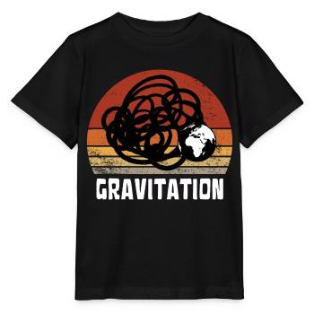 GRAVITATION PLANETE TERRE VINTAGE SUNSET - T-shirt bio MINI CREATOR Stanley/Stella Enfant - noir - Devant - Mikhail (115cm)