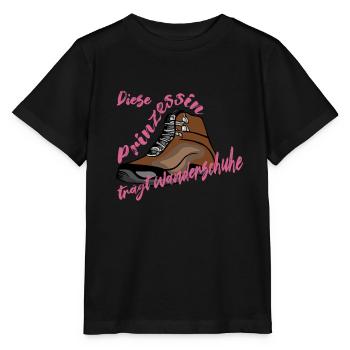 Prinzessin trägt Wanderschuhe, Hiking, Wandern - Stanley/Stella Kinder T-Shirt MINI CREATOR  - Schwarz - Vorne - Mikhail (115cm)