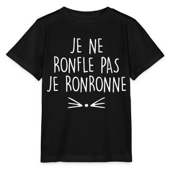 je ne ronfle pas je ronronne - T-shirt bio MINI CREATOR Stanley/Stella Enfant - noir - Devant - Mikhail (115cm)