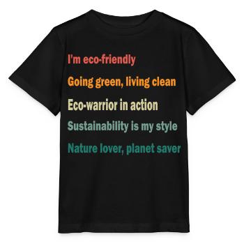 Ich bin ökologisch. Naturfreund. - Stanley/Stella Kinder T-Shirt MINI CREATOR  - Schwarz - Vorne - Mikhail (115cm)