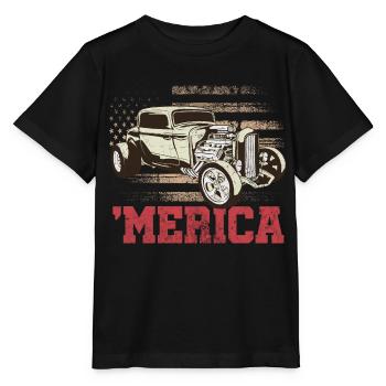 Merica | Vintage Car - Stanley/Stella Kinder T-Shirt MINI CREATOR  - Schwarz - Vorne - Mikhail (115cm)