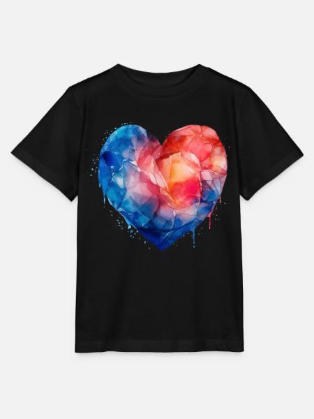 Blau Rotes Herz - Stanley/Stella Kinder T-Shirt MINI CREATOR  - Schwarz