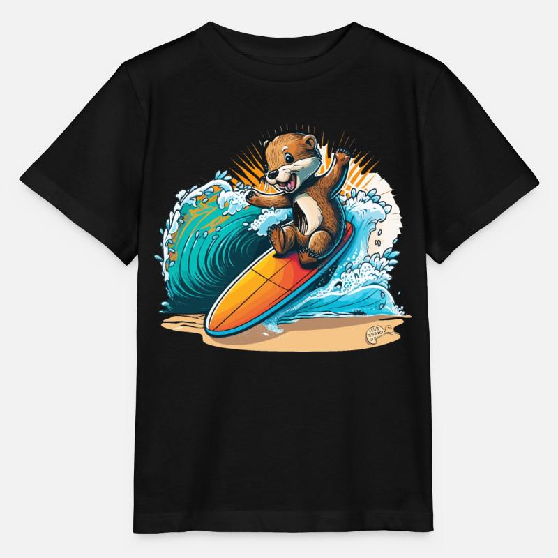 Surfs Up Otter - T-shirt bio MINI CREATOR Stanley/Stella Enfant - noir