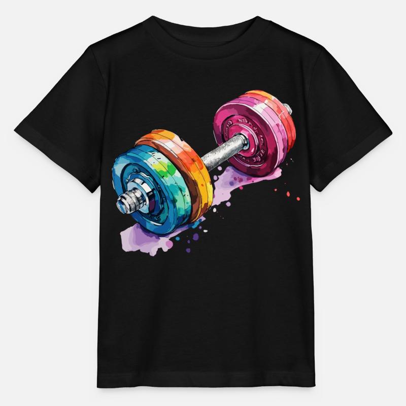 Haltères aux couleurs de l’arc-en-ciel - T-shirt bio MINI CREATOR Stanley/Stella Enfant - noir