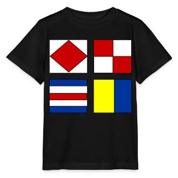 4 nautical flags - Stanley/Stella MINI CREATOR Kids’ T-Shirt - black - Front - Mikhail (115cm)