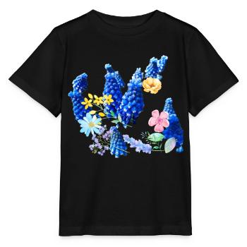 Fleurs,Fleur,Printemps,Fleurs,Jacinthes - T-shirt bio MINI CREATOR Stanley/Stella Enfant - noir - Devant - Mikhail (115cm)