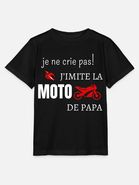 Je ne crie pas j’imite la moto de papa - T-shirt bio MINI CREATOR Stanley/Stella Enfant - noir