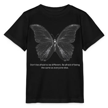 Black butterfly with inspirational saying - Stanley/Stella MINI CREATOR Kids’ T-Shirt - black - Front - Mikhail (115cm)