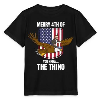 USA Flagge | Patriot Patriotismus Amerika Geschenk - Stanley/Stella Kinder T-Shirt MINI CREATOR  - Schwarz - Vorne - Mikhail (115cm)