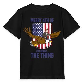 USA Flagge | Patriot Patriotismus Amerika Geschenk - Stanley/Stella Kinder T-Shirt MINI CREATOR  - Schwarz - Vorne - Mikhail (115cm)