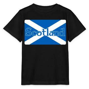 Scotland Flag with text on top - Stanley/Stella MINI CREATOR Kids’ T-Shirt - black - Front - Mikhail (115cm)
