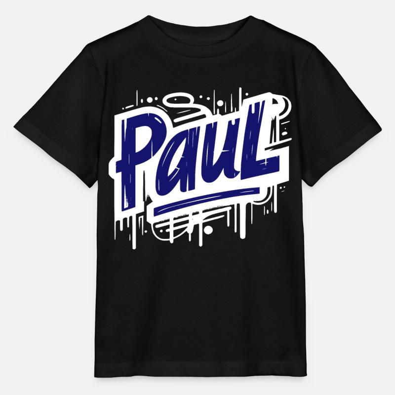 Paul Name Graffiti - Stanley/Stella Kinder T-Shirt MINI CREATOR  - Schwarz