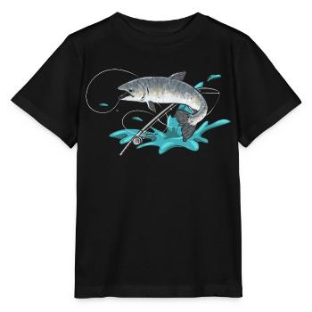 Pêche au saumon Pêcheur de saumon - T-shirt bio MINI CREATOR Stanley/Stella Enfant - noir - Devant - Mikhail (115cm)