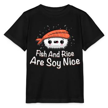 Le poisson et le riz sont du soja NiceLe poisson et le riz sont du soja ni - T-shirt bio MINI CREATOR Stanley/Stella Enfant - noir - Devant - Mikhail (115cm)