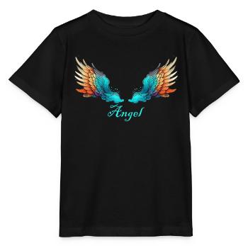 ailes d’ange, ange, ailes d’ange, ailes, coloré - T-shirt bio MINI CREATOR Stanley/Stella Enfant - noir - Devant - Mikhail (115cm)
