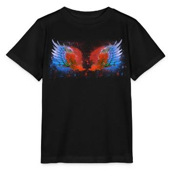 ailes d’ange, ange, ailes d’ange, ailes, coloré - T-shirt bio MINI CREATOR Stanley/Stella Enfant - noir - Devant - Mikhail (115cm)
