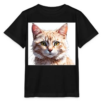 Cat Drawing - Stanley/Stella MINI CREATOR Kids’ T-Shirt - black - Front - Mikhail (115cm)