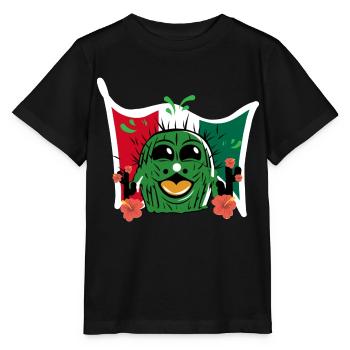 Cactus drôle avec drapeau du Mexique - T-shirt bio MINI CREATOR Stanley/Stella Enfant - noir - Devant - Mikhail (115cm)