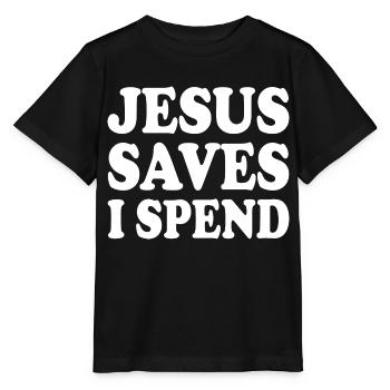 jesus saves i spend - Stanley/Stella Kinder T-Shirt MINI CREATOR  - Schwarz - Vorne - Mikhail (115cm)