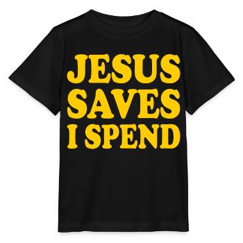jesus saves i spend - Stanley/Stella Kinder T-Shirt MINI CREATOR  - Schwarz - Vorne - Mikhail (115cm)