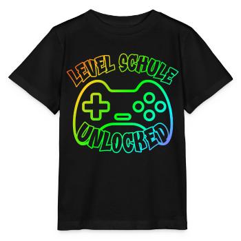 Level Schule Gamer Zocker idötzchen 1.Schultag - Stanley/Stella Kinder T-Shirt MINI CREATOR  - Schwarz - Vorne - Mikhail (115cm)