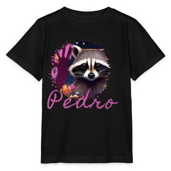 waschbär,graffiti,grau, Aquarell,Blumen,Pedro - Stanley/Stella Kinder T-Shirt MINI CREATOR  - Schwarz - Vorne - Mikhail (115cm)