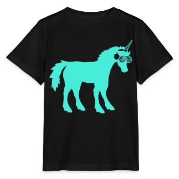 Cool Cyan DJ Licorne Créature mythique Fête Musique de club - T-shirt bio MINI CREATOR Stanley/Stella Enfant - noir - Devant - Mikhail (115cm)