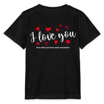 Je T'aime / I Love You / Te Quiero 17 T-Shirt - Stanley/Stella Kinder T-Shirt MINI CREATOR  - Schwarz - Vorne - Mikhail (115cm)