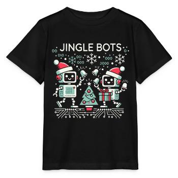 Jingle Bots - Weihnachtsroboter mit Binärcode - Stanley/Stella Kinder T-Shirt MINI CREATOR  - Schwarz - Vorne - Mikhail (115cm)