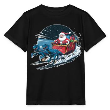 Santa Claus riding a sleigh - Stanley/Stella MINI CREATOR Kids’ T-Shirt - black - Front - Mikhail (115cm)