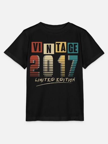 2017 Vintage 2017 born in 2017 anniversary. Year 2 - Stanley/Stella MINI CREATOR Kids’ T-Shirt - black