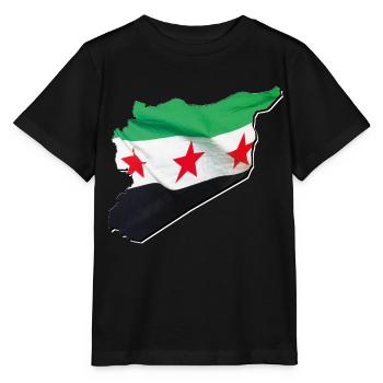 Syria Flag in Syria Map 2 - Stanley/Stella MINI CREATOR Kids’ T-Shirt - black - Front - Mikhail (115cm)