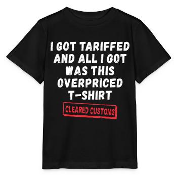 Contre les tarifs USA - Déclaration anti-douane - T-shirt bio MINI CREATOR Stanley/Stella Enfant - noir - Devant - Mikhail (115cm)