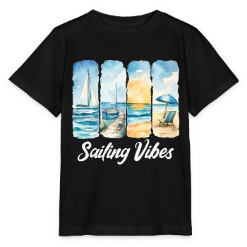 Découvrez l’atmosphère de la navigation en bord de mer - T-shirt bio MINI CREATOR Stanley/Stella Enfant - noir - Devant - Mikhail (115cm)