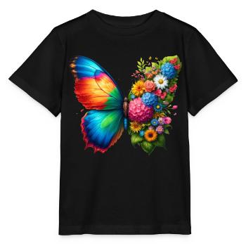 Bunter Schmetterling, von der Natur inspirierte Sommerstimmungen - Stanley/Stella Kinder T-Shirt MINI CREATOR  - Schwarz - Vorne - Mikhail (115cm)