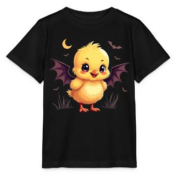 Fledermausküken Geröll Piep! Hühnchen Halloween - Stanley/Stella Kinder T-Shirt MINI CREATOR  - Schwarz - Vorne - Mikhail (115cm)