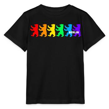 Berliner Bären / Regenbogenfarben - Stanley/Stella Kinder T-Shirt MINI CREATOR  - Schwarz - Vorne - Mikhail (115cm)