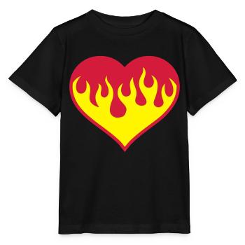 Flammendes Herz - Stanley/Stella Kinder T-Shirt MINI CREATOR  - Schwarz - Vorne - Mikhail (115cm)