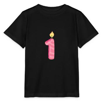 First Birthday Birthday Candle Happy Birthday - Stanley/Stella MINI CREATOR Kids’ T-Shirt - black - Front - Mikhail (115cm)