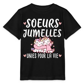 Sœurs Jumelles Licorne Famille Humour Amour - T-shirt bio MINI CREATOR Stanley/Stella Enfant - noir - Devant - Mikhail (115cm)